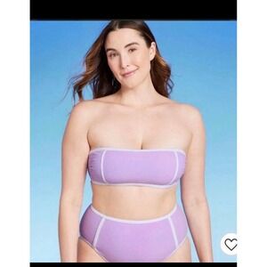 NWT Kona Sol Terry Textured High Waist Bikini Set - Size small